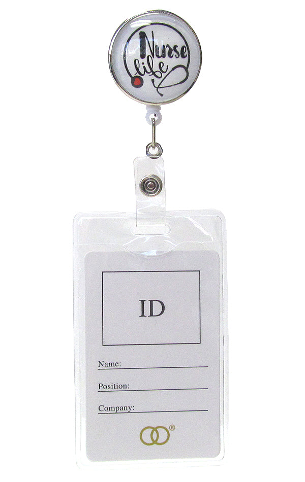 CLIP BACK RETRACTABLE REEL CABOCHON ID HOLDER - NURSE LIFE-0