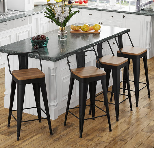 Modern Stackable Metal Bar Stools Set of Four-0